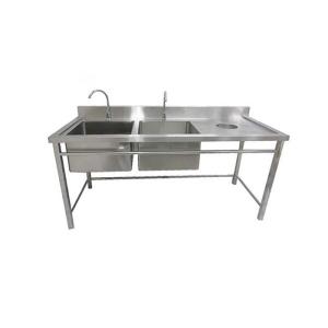 Chậu rửa công nghiệp 2 hố có lỗ xả rác