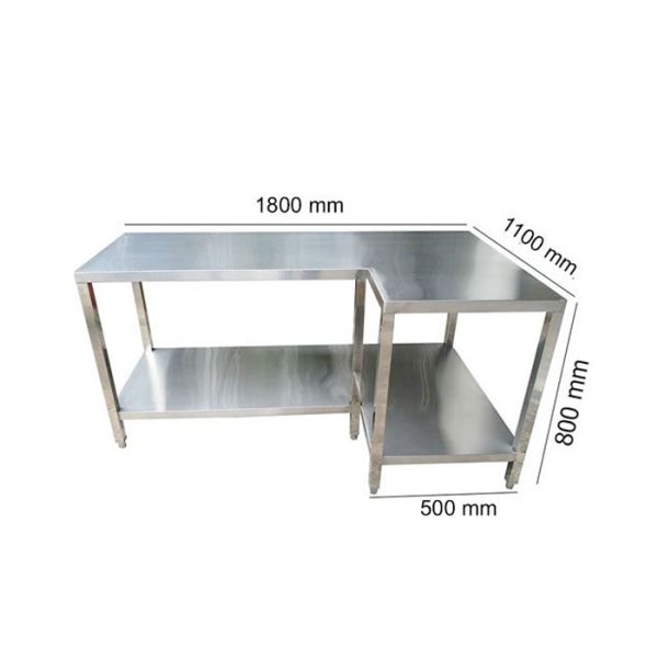 Bàn bếp inox chữ L 1800×1100 mm