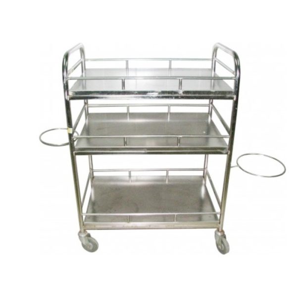 Xe tiêm 3 tầng có vành cài xô (xe đẩy y tế)